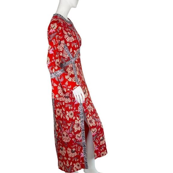 Cinq a Sept Smyth Venetian Red Floral High Slit Midi Dress Size 6 New with Tags - Picture 8 of 13